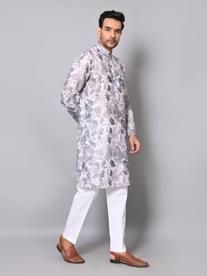 Floral Grey Kurta Set - KM39991-18