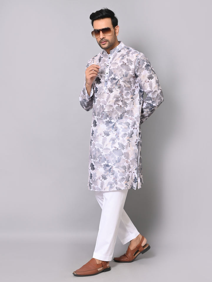 Floral Grey Kurta Set - KM39991-18