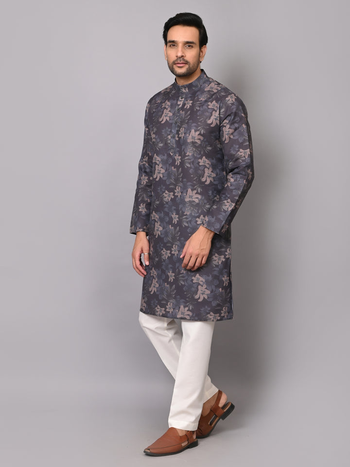 Floral Navy Blue Kurta Set - KM40379-17