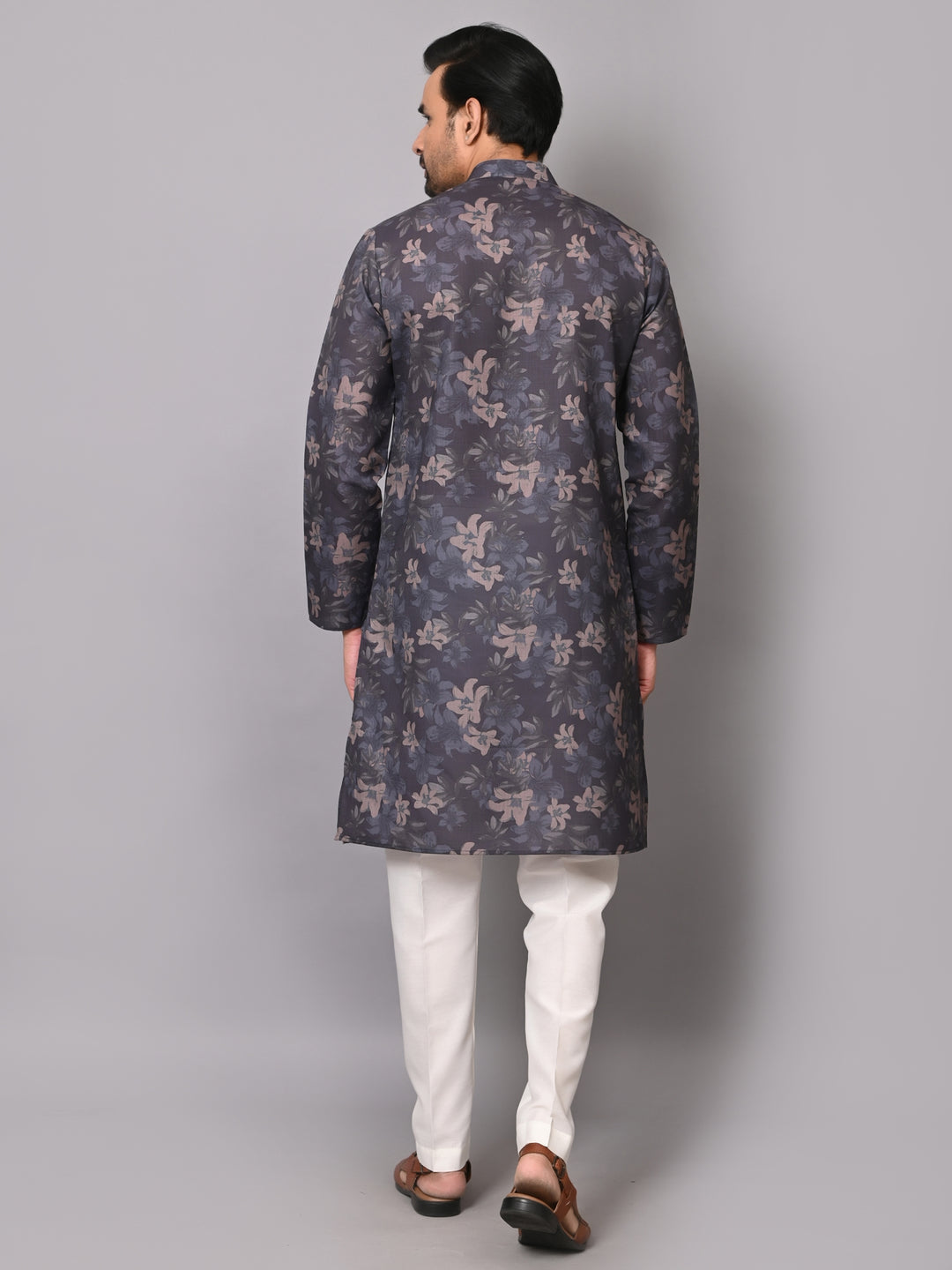 Floral Navy Blue Kurta Set - KM40379-17