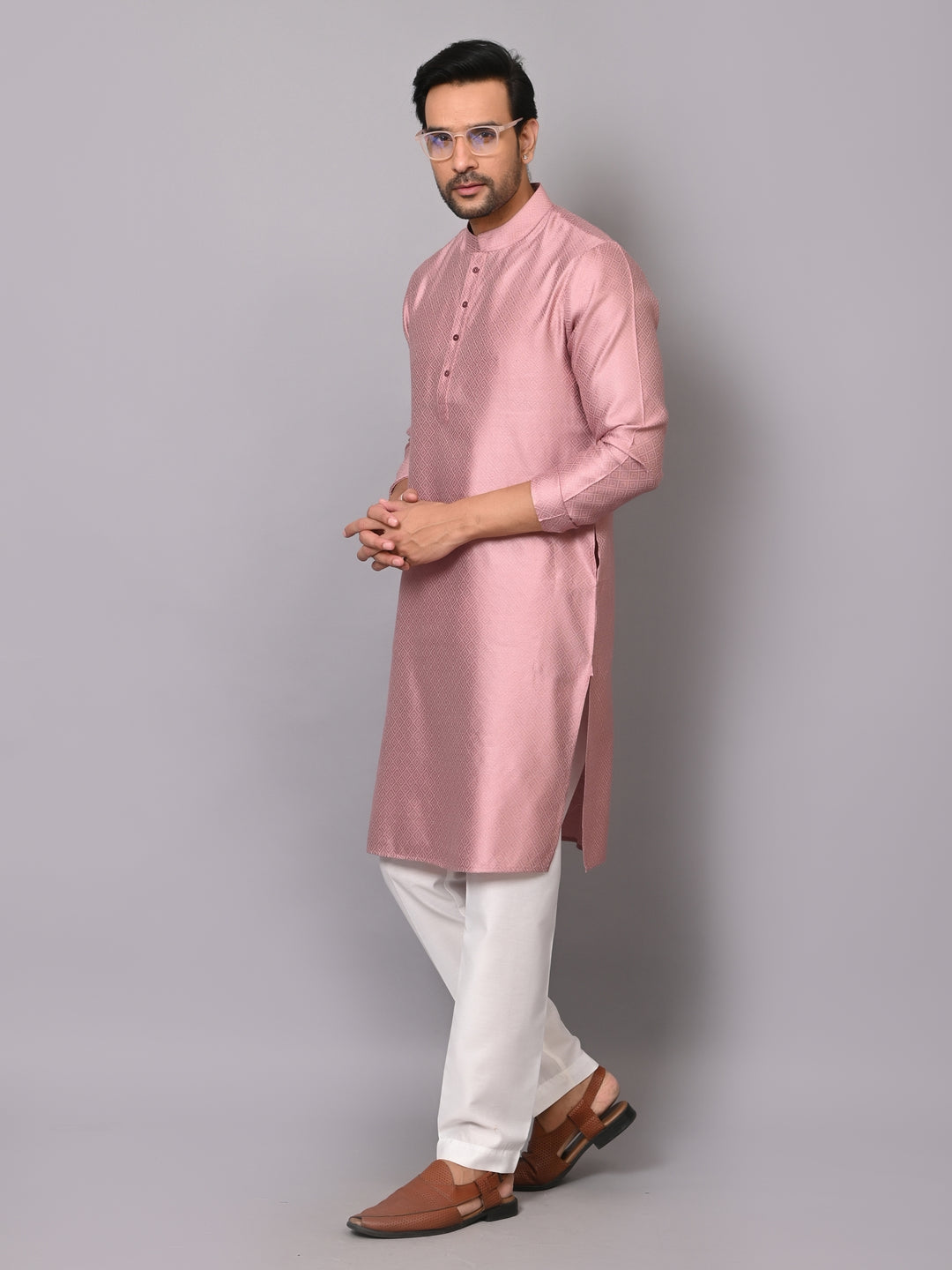 Textured Pink Kurta Set - KM40204-11