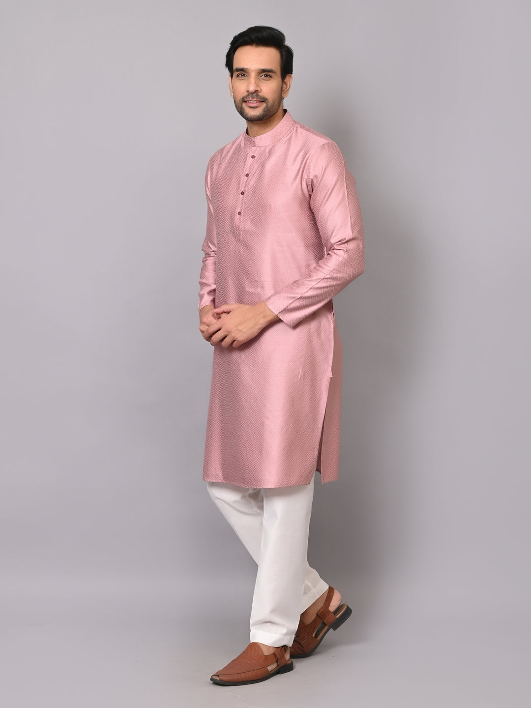 Textured Pink Kurta Set - KM40204-11