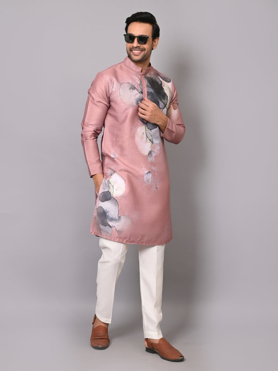 Digital Print Peach Kurta Set - KM40077-107