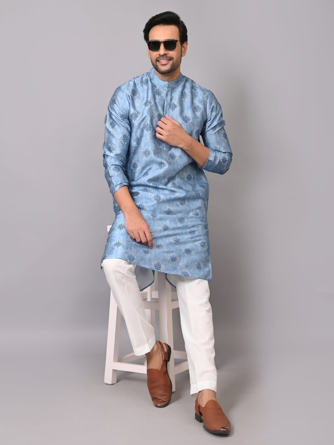 Digital Print Blue Kurta Set - KM39833-63