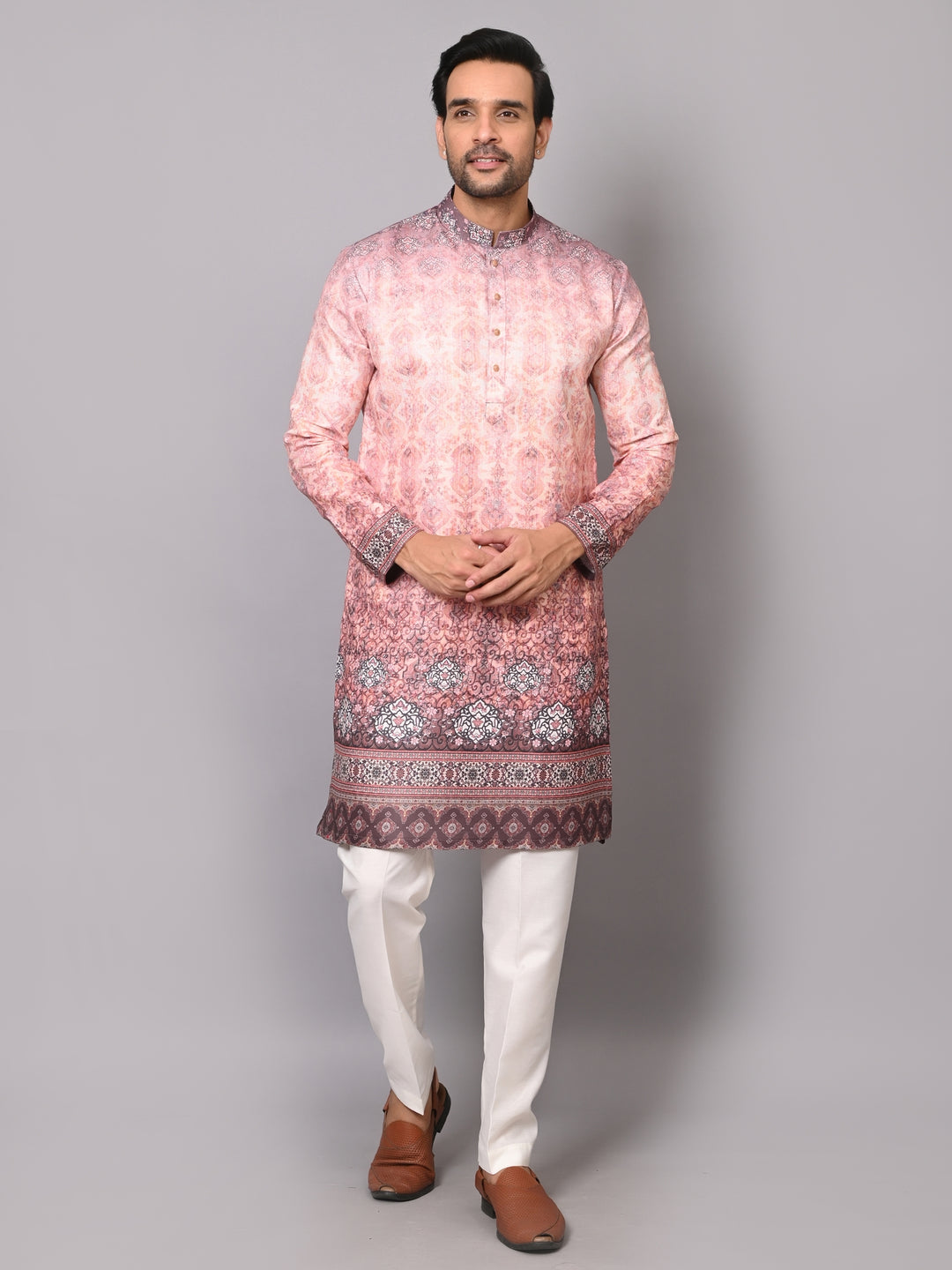 Digital Print Wine Kurta Set - KM38343-12