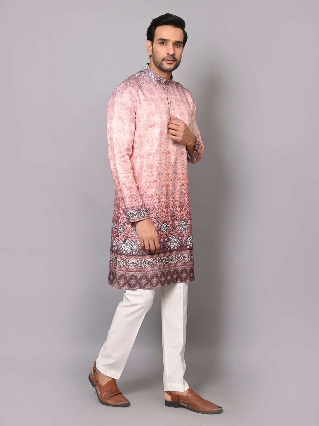 Digital Print Wine Kurta Set - KM38343-12