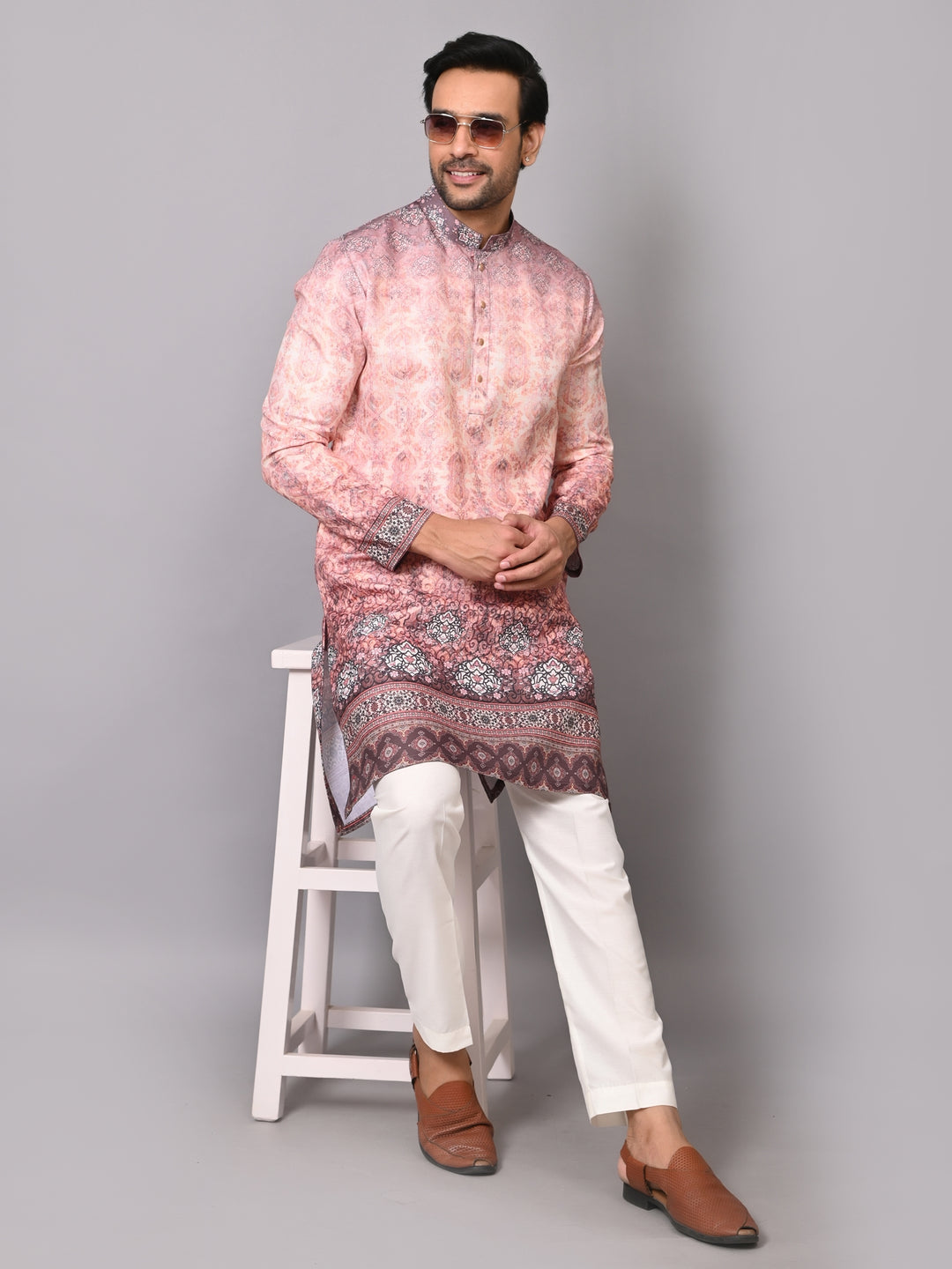 Digital Print Wine Kurta Set - KM38343-12