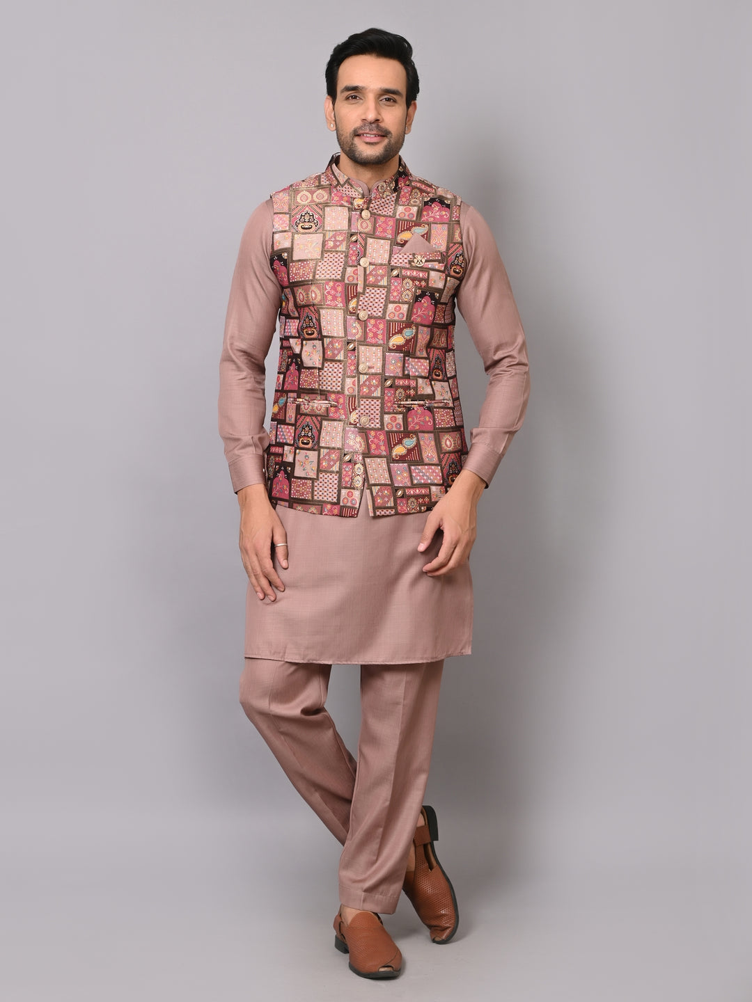 Ethnic Motifs Rust Jacket Kurta Set - K2799-1111