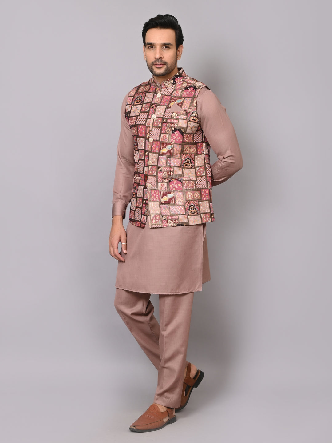 Ethnic Motifs Rust Jacket Kurta Set - K2799-1111