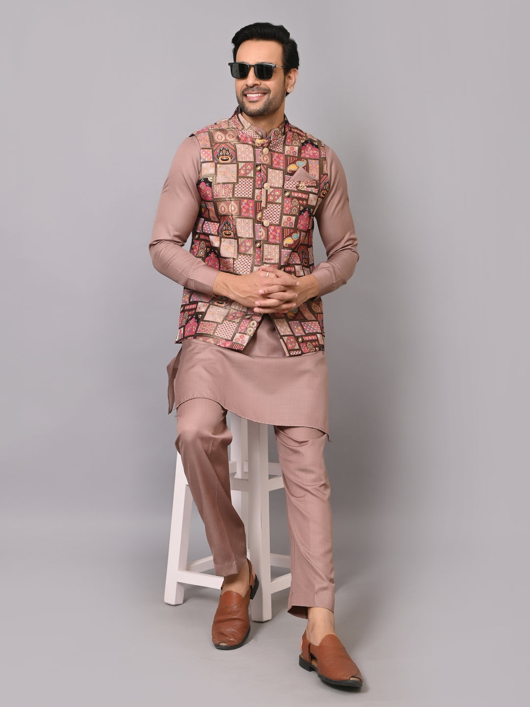 Ethnic Motifs Rust Jacket Kurta Set - K2799-1111