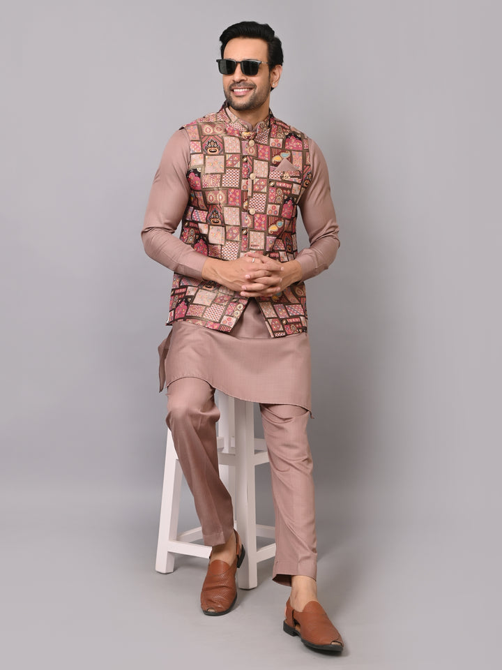 Ethnic Motifs Rust Jacket Kurta Set - K2799-1111