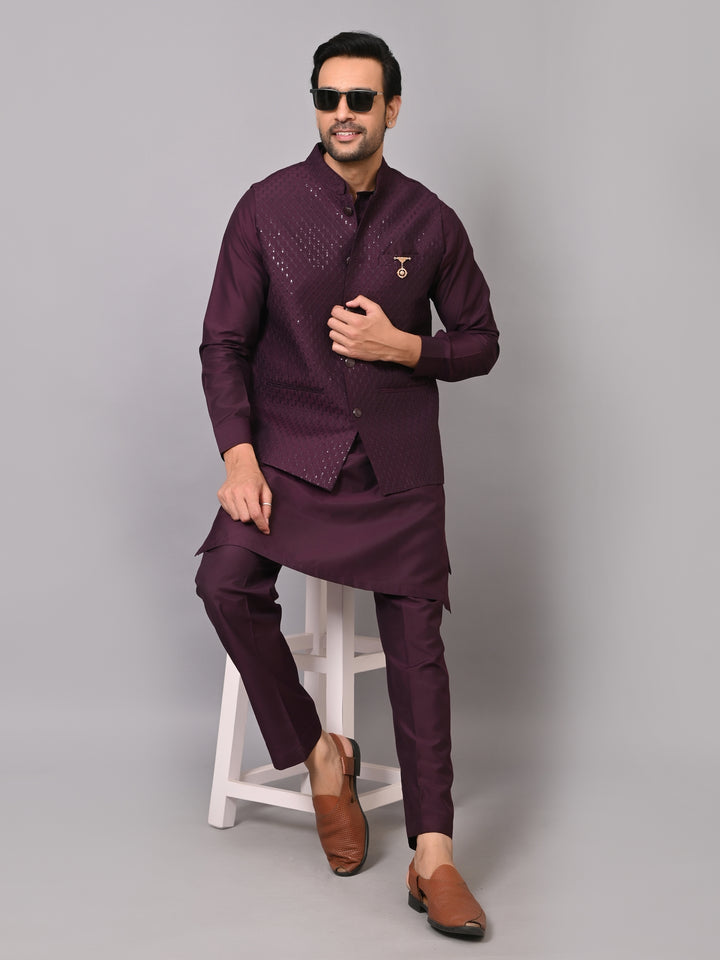 Sequence Purple Jacket Kurta Set - K2705-1003