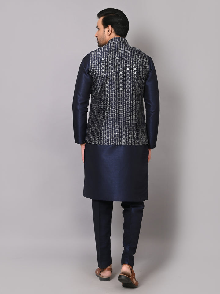 Sequence Navy Blue Jacket Kurta Set - JM40555-26