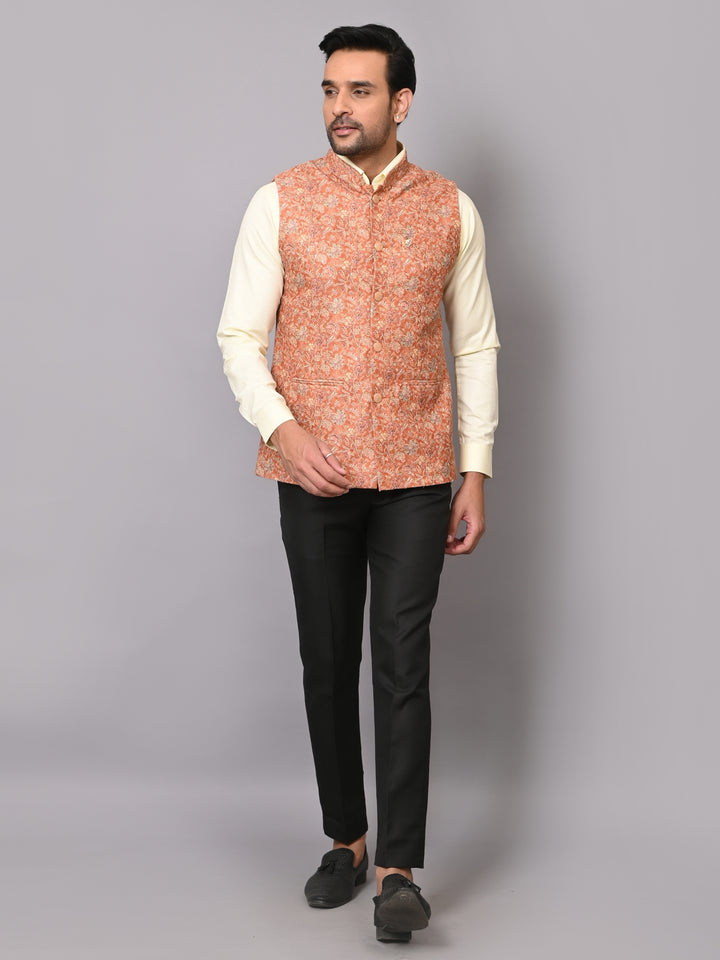 Floral Rust Nehru Jacket - B40491-1006B