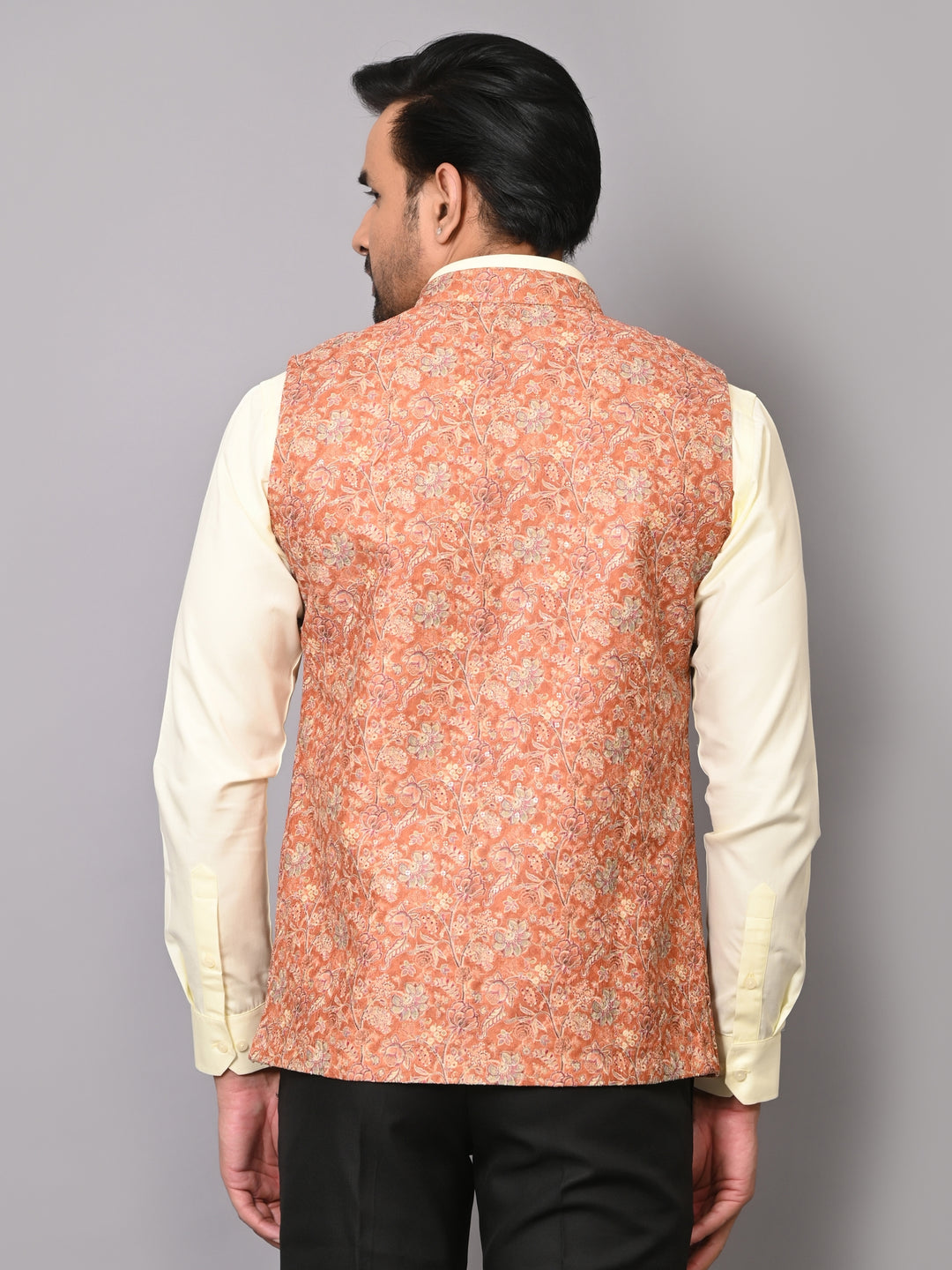 Floral Rust Nehru Jacket - B40491-1006B