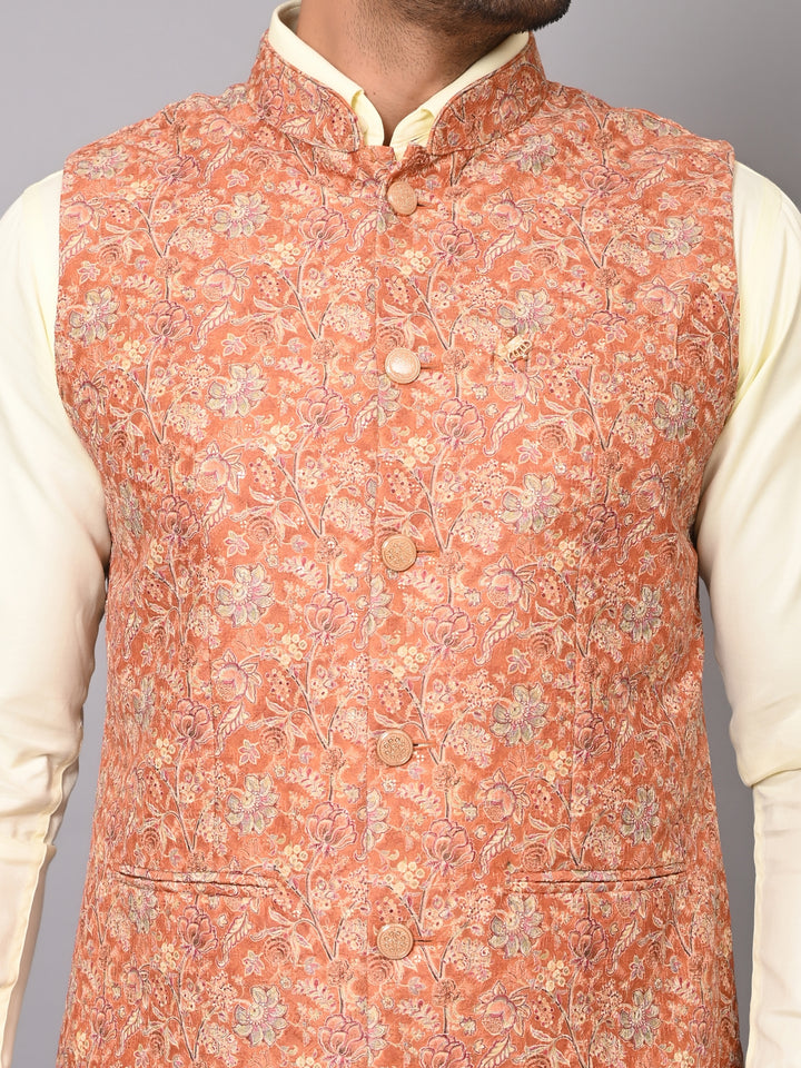 Floral Rust Nehru Jacket - B40491-1006B