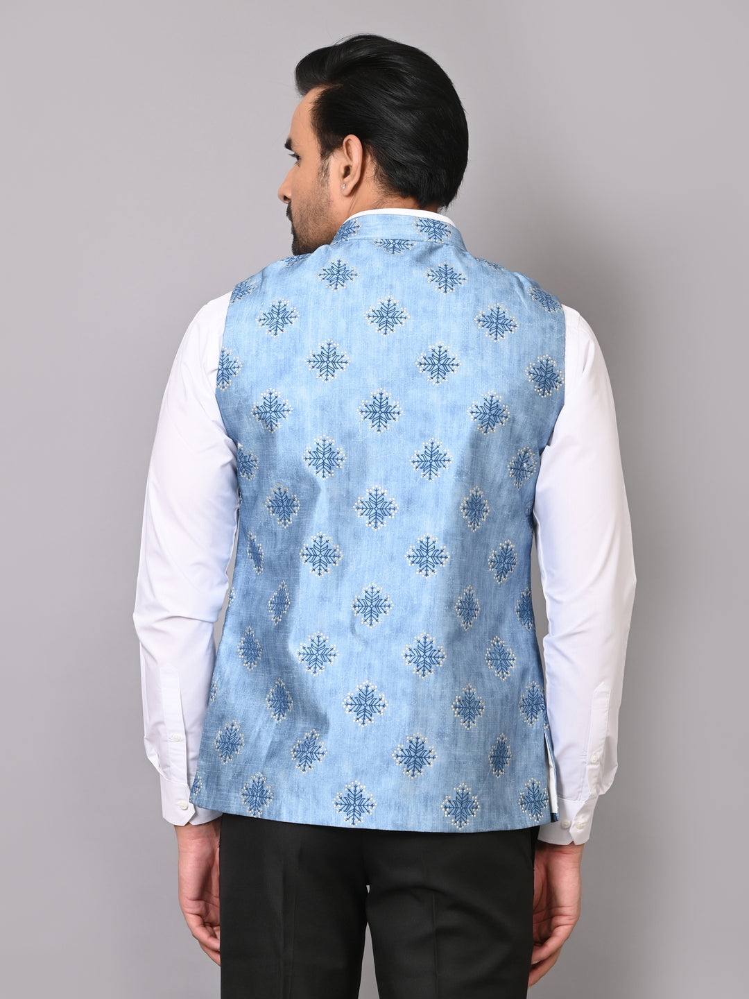 Digital Print Blue Nehru Jacket - B39833-63