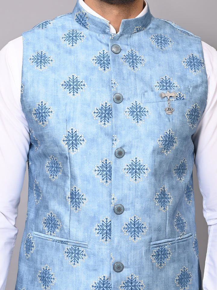 Digital Print Blue Nehru Jacket - B39833-63