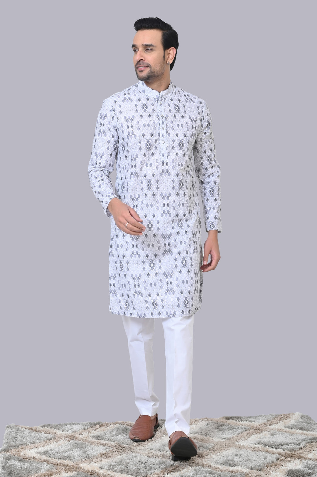 Sequence Grey Kurta Set - KM41192-7496A