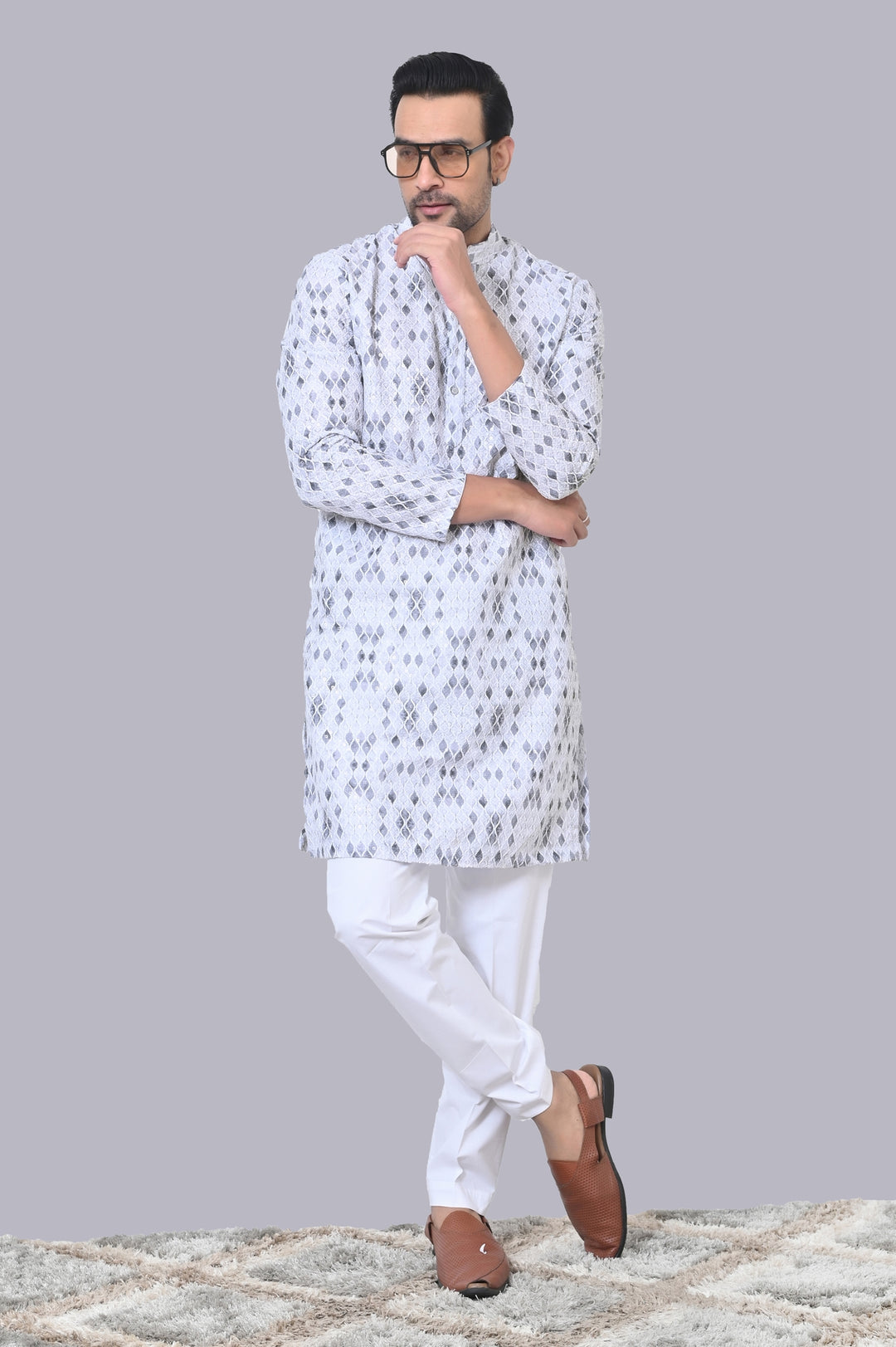 Sequence Grey Kurta Set - KM41192-7496A