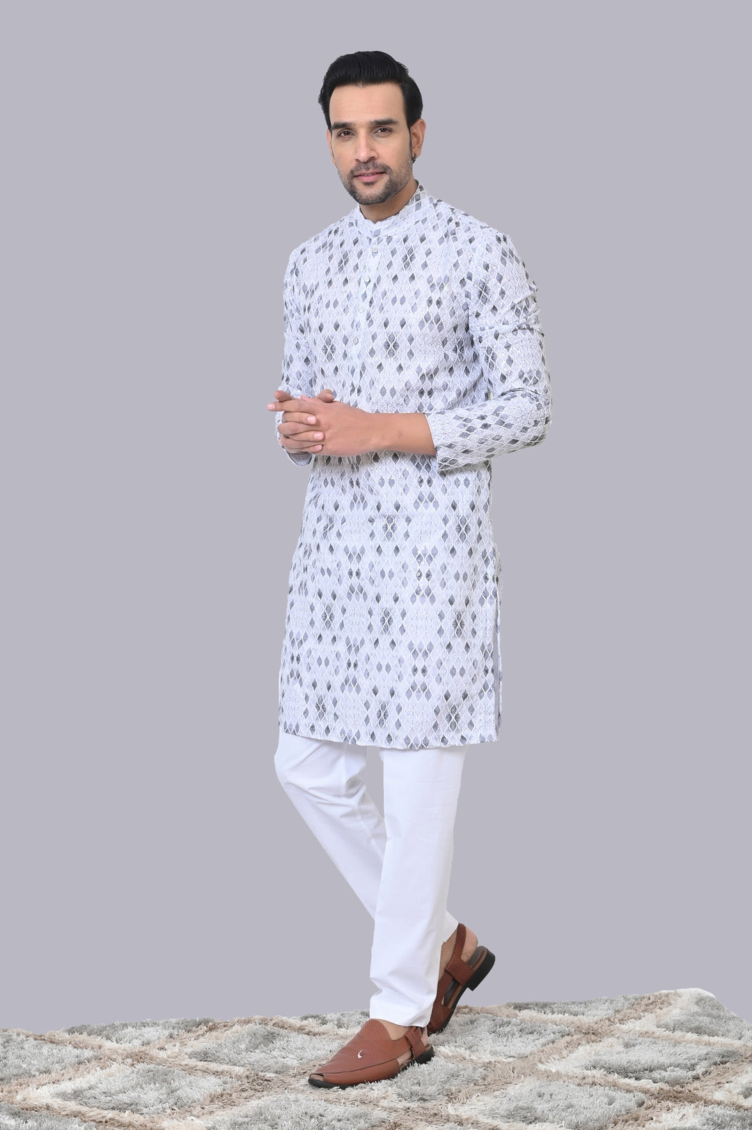 Sequence Grey Kurta Set - KM41192-7496A