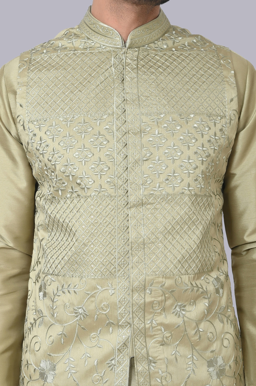 Geometric Pista Jacket Kurta Set - JM37619-12