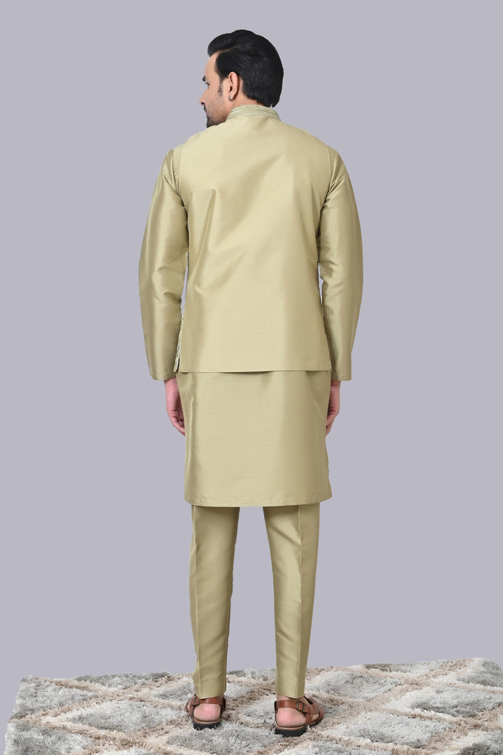 Geometric Pista Jacket Kurta Set - JM37619-12