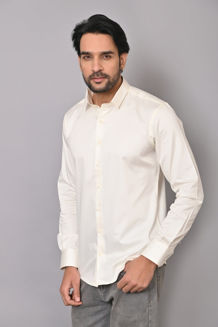 Solid Cream Shirts - E43323-61