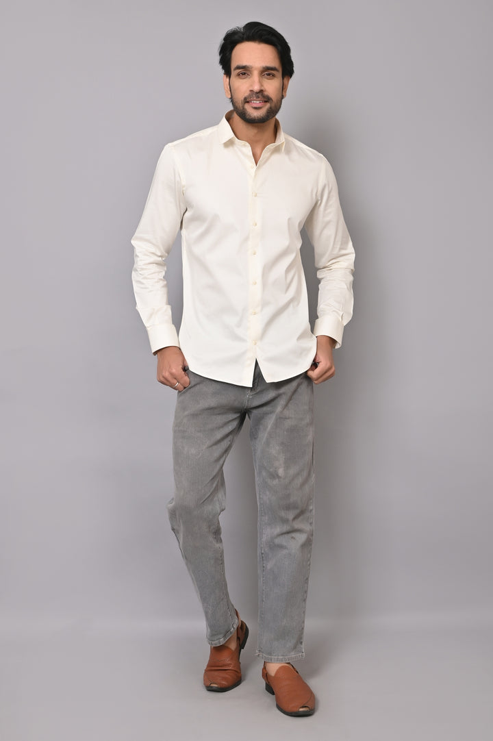 Solid Cream Shirts - E43323-61