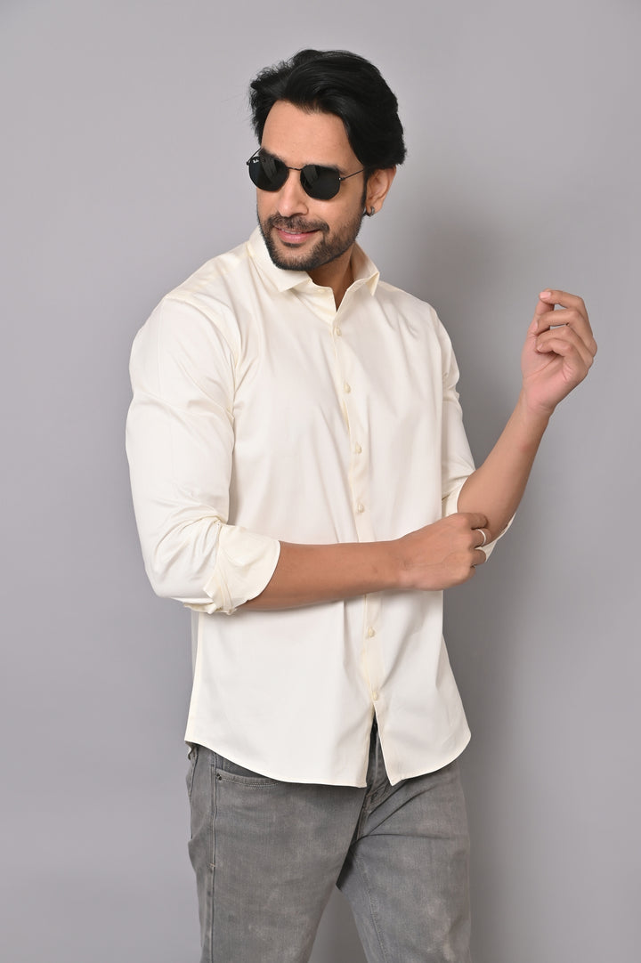 Solid Cream Shirts - E43323-61