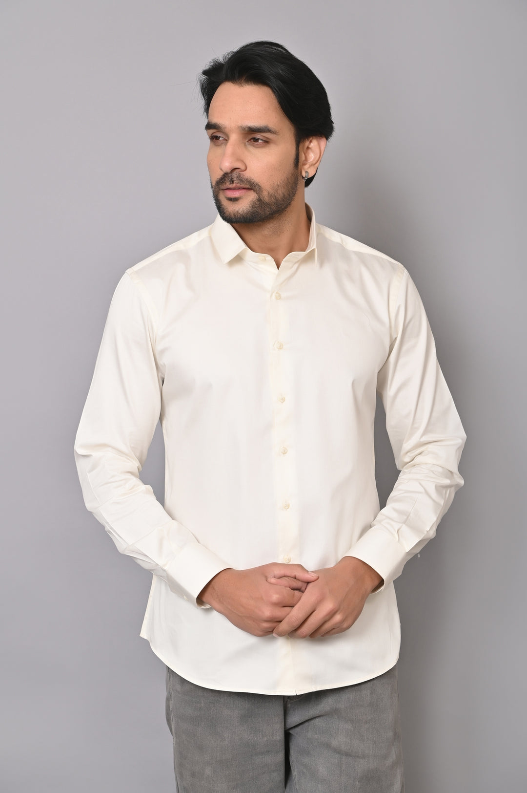 Solid Cream Shirts - E43323-61