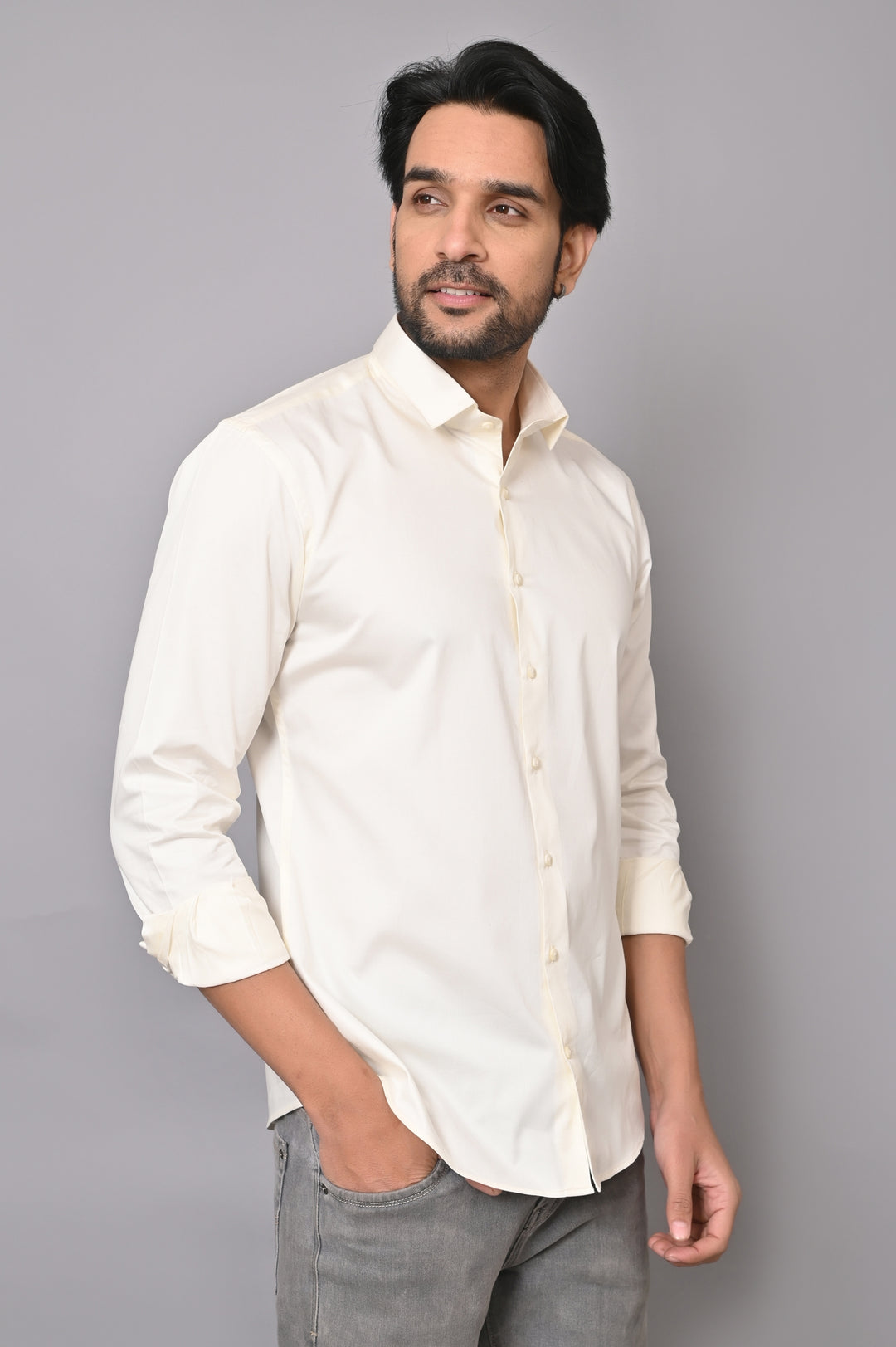 Solid Cream Shirts - E43323-61