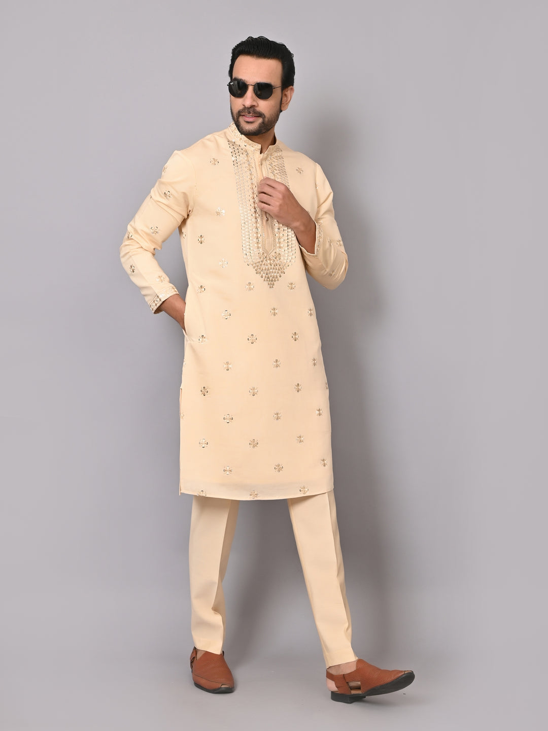 Sequence Cream Kurta Set - KM40676-30