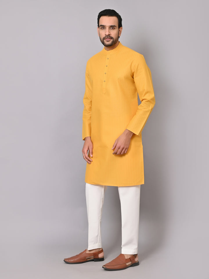 Striped Mustard Kurta Set - KM26522-8