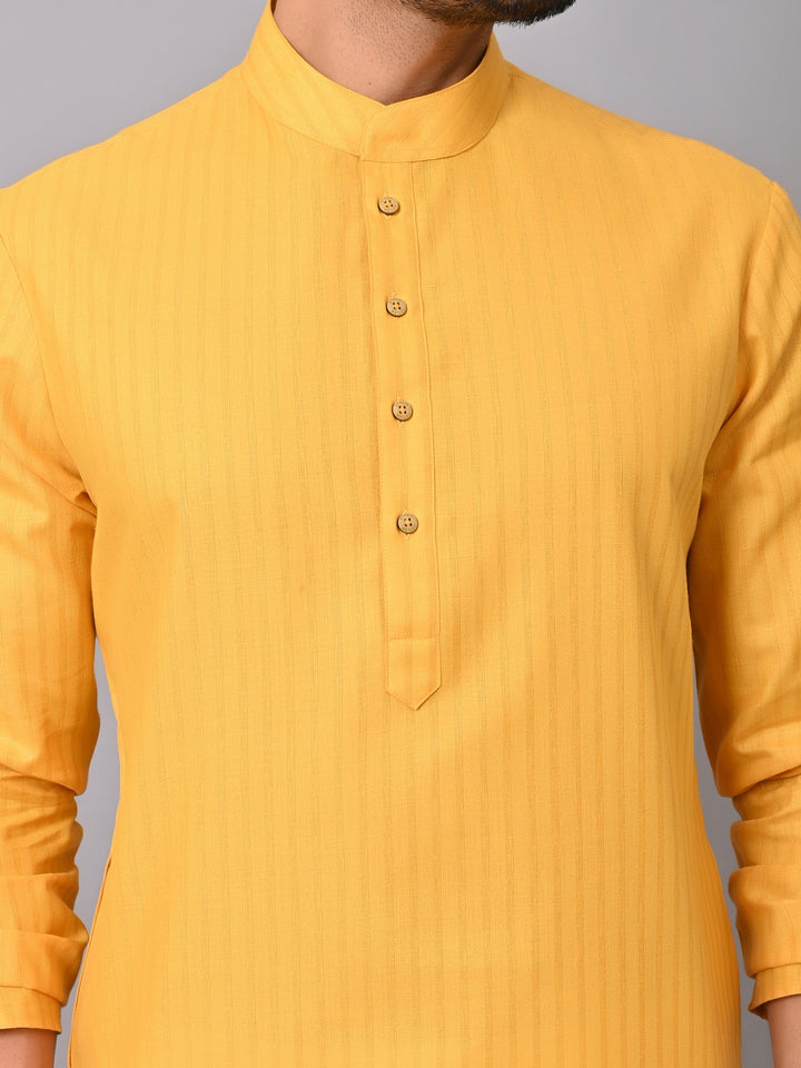 Striped Mustard Kurta Set - KM26522-8