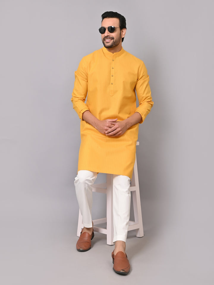 Striped Mustard Kurta Set - KM26522-8