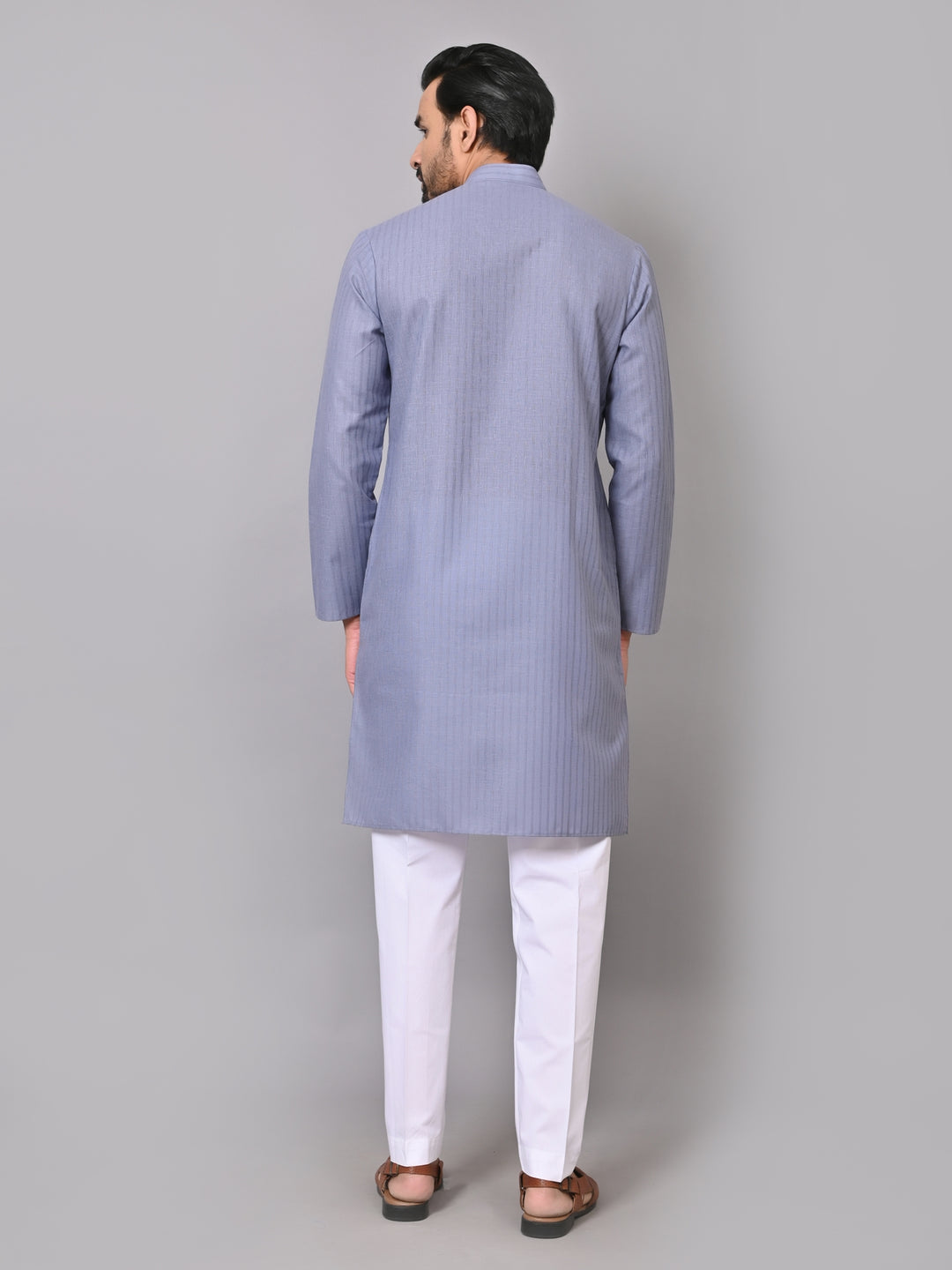 Striped Grey Kurta Set - KM26522-11