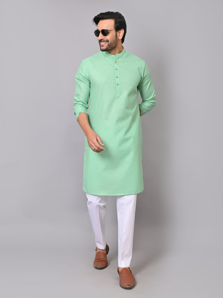 Striped Green Kurta Set - KM26522-121