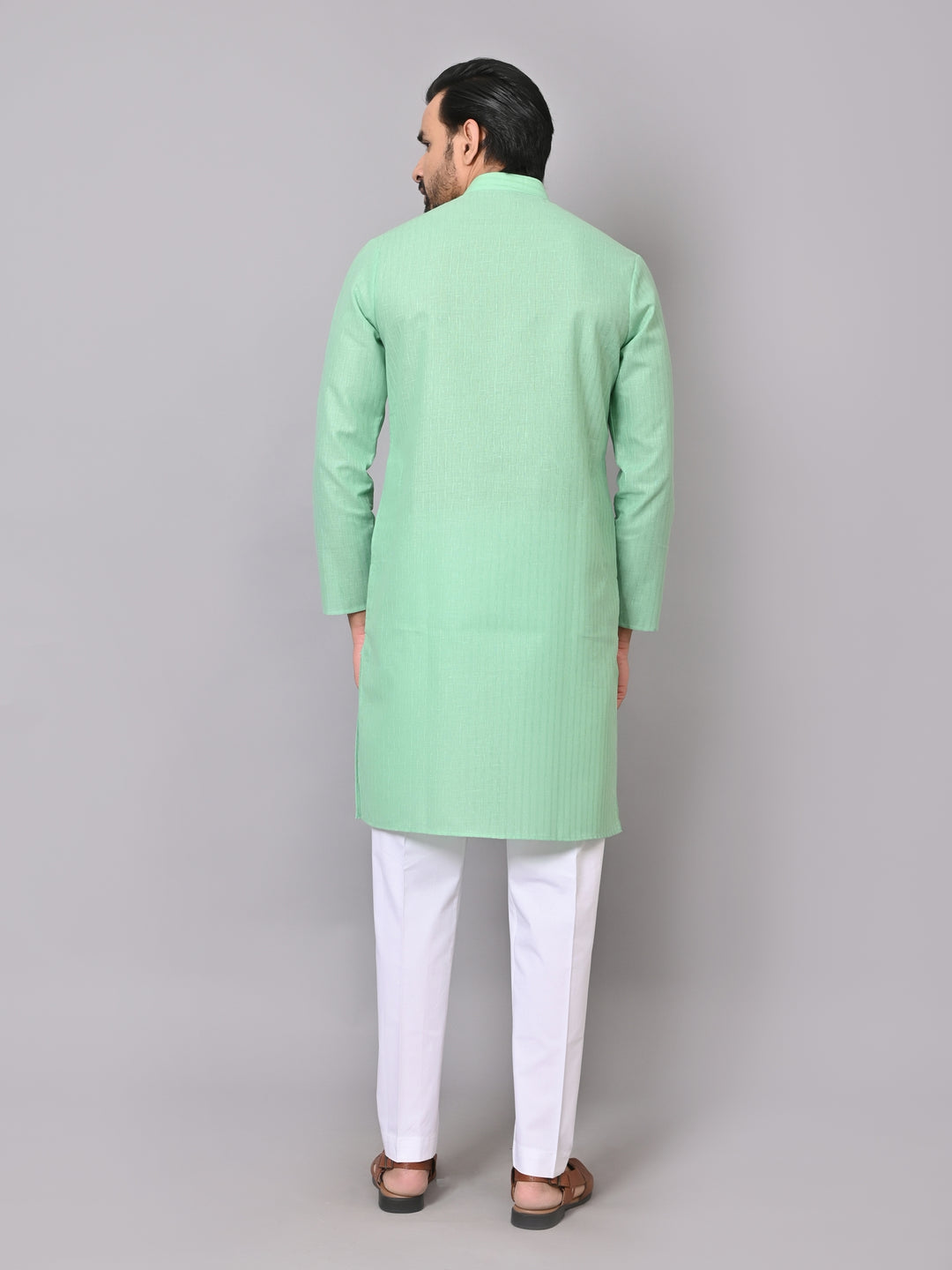 Striped Green Kurta Set - KM26522-121