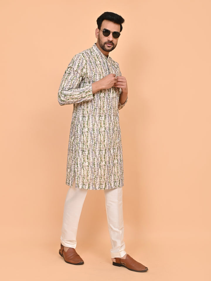 Digital Print Green Kurta Set - KM43127-6