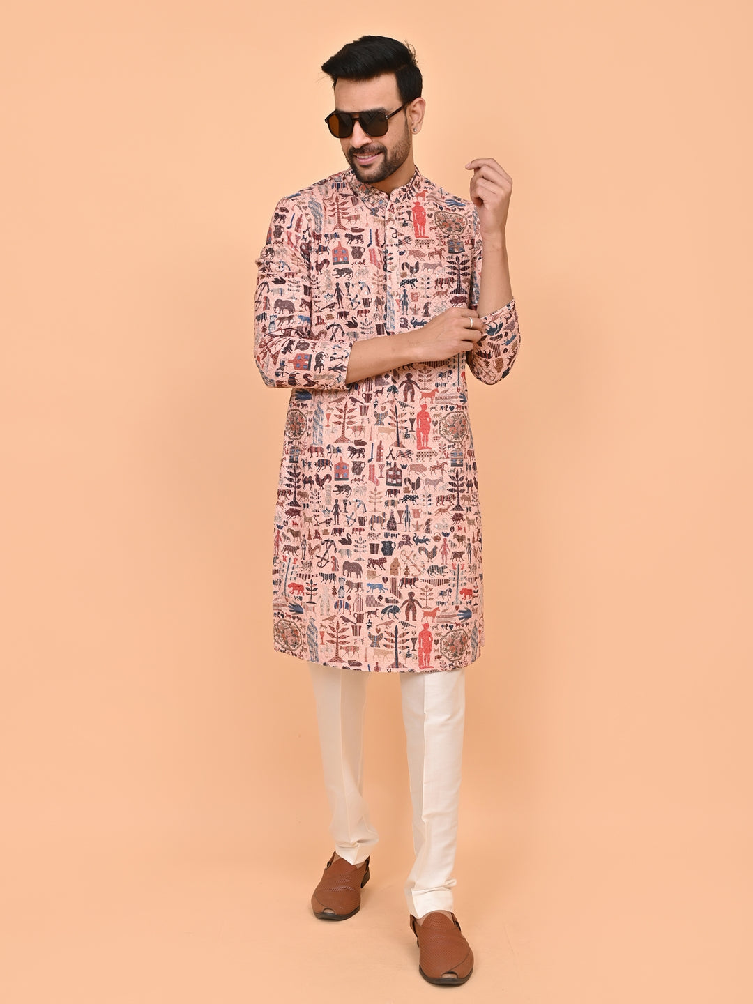 Digital Print Peach Kurta Set - KM42749-3