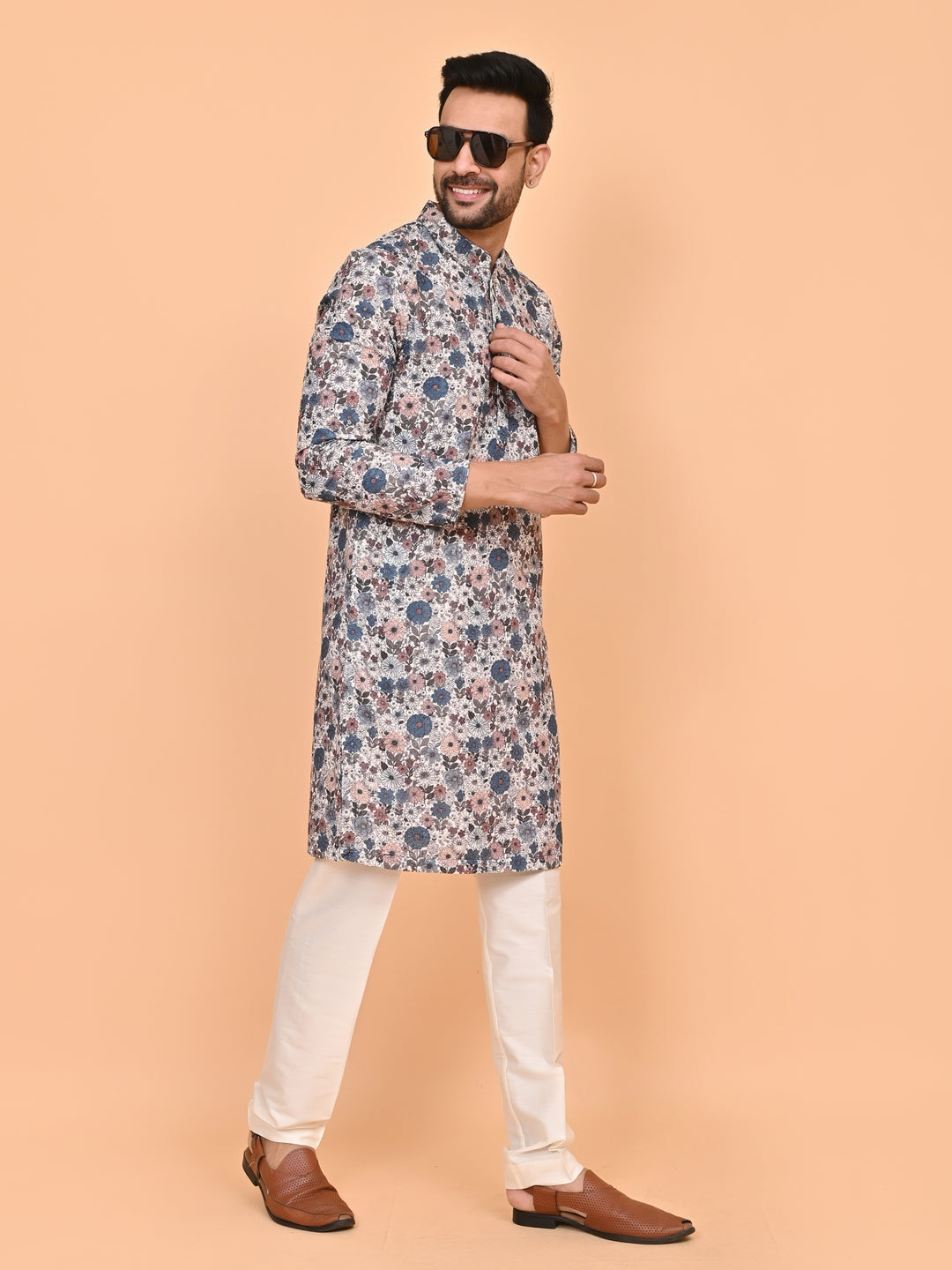 Digital Print Cream Kurta Set - KM42749-1