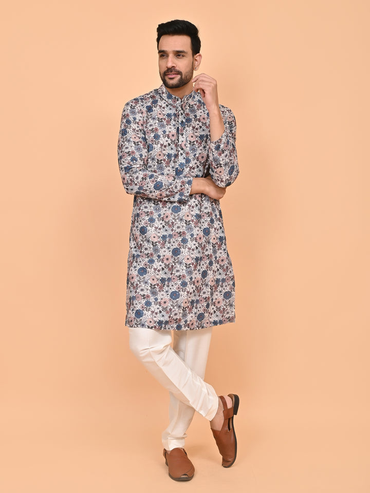 Digital Print Cream Kurta Set - KM42749-1