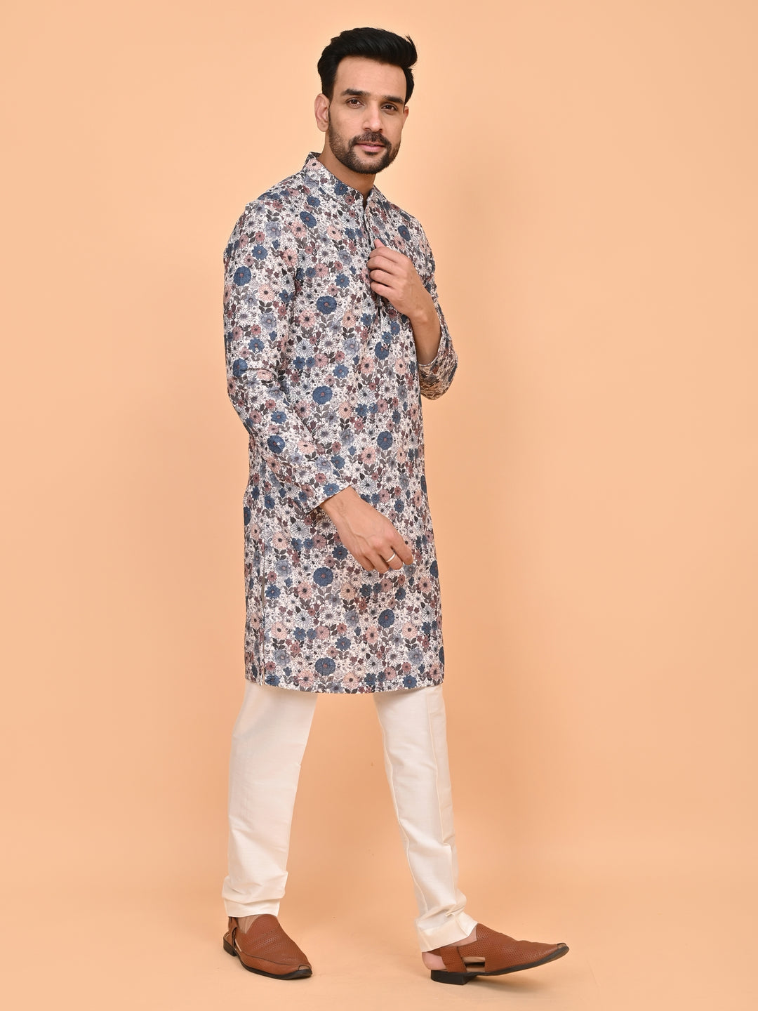 Digital Print Cream Kurta Set - KM42749-1