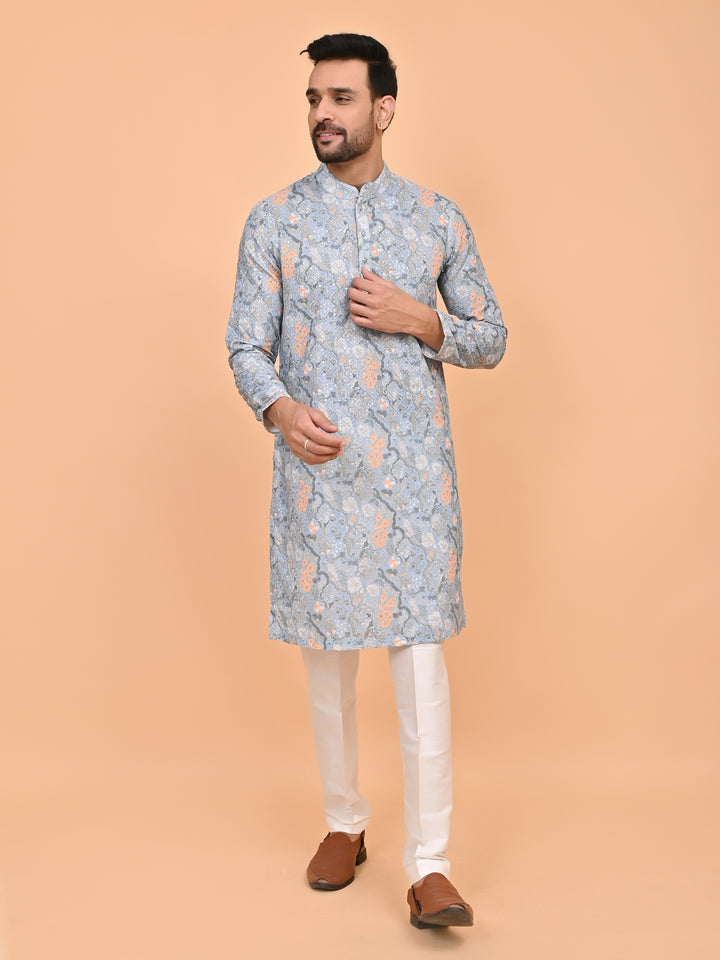 Digital Print Grey Kurta Set - KM42749-2