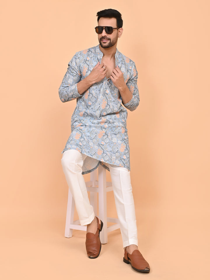 Digital Print Grey Kurta Set - KM42749-2