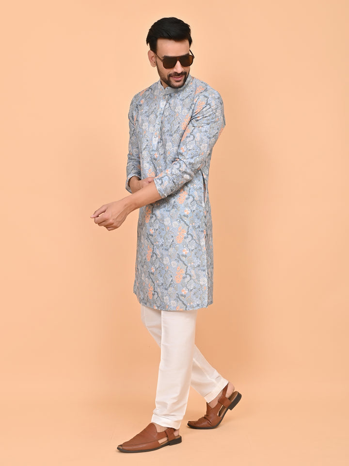 Digital Print Grey Kurta Set - KM42749-2