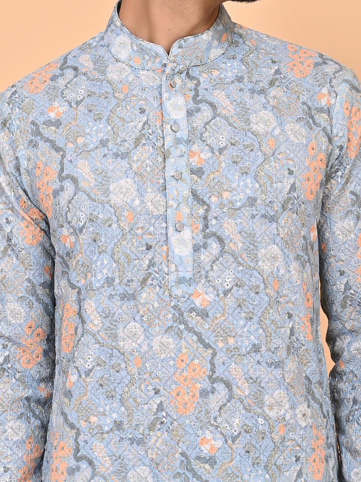 Digital Print Grey Kurta Set - KM42749-2