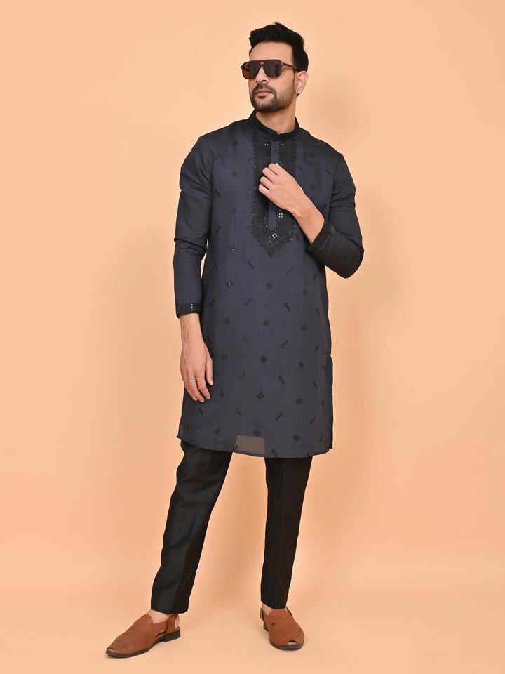 Sequence Navy Blue Kurta Set - KM40502-36