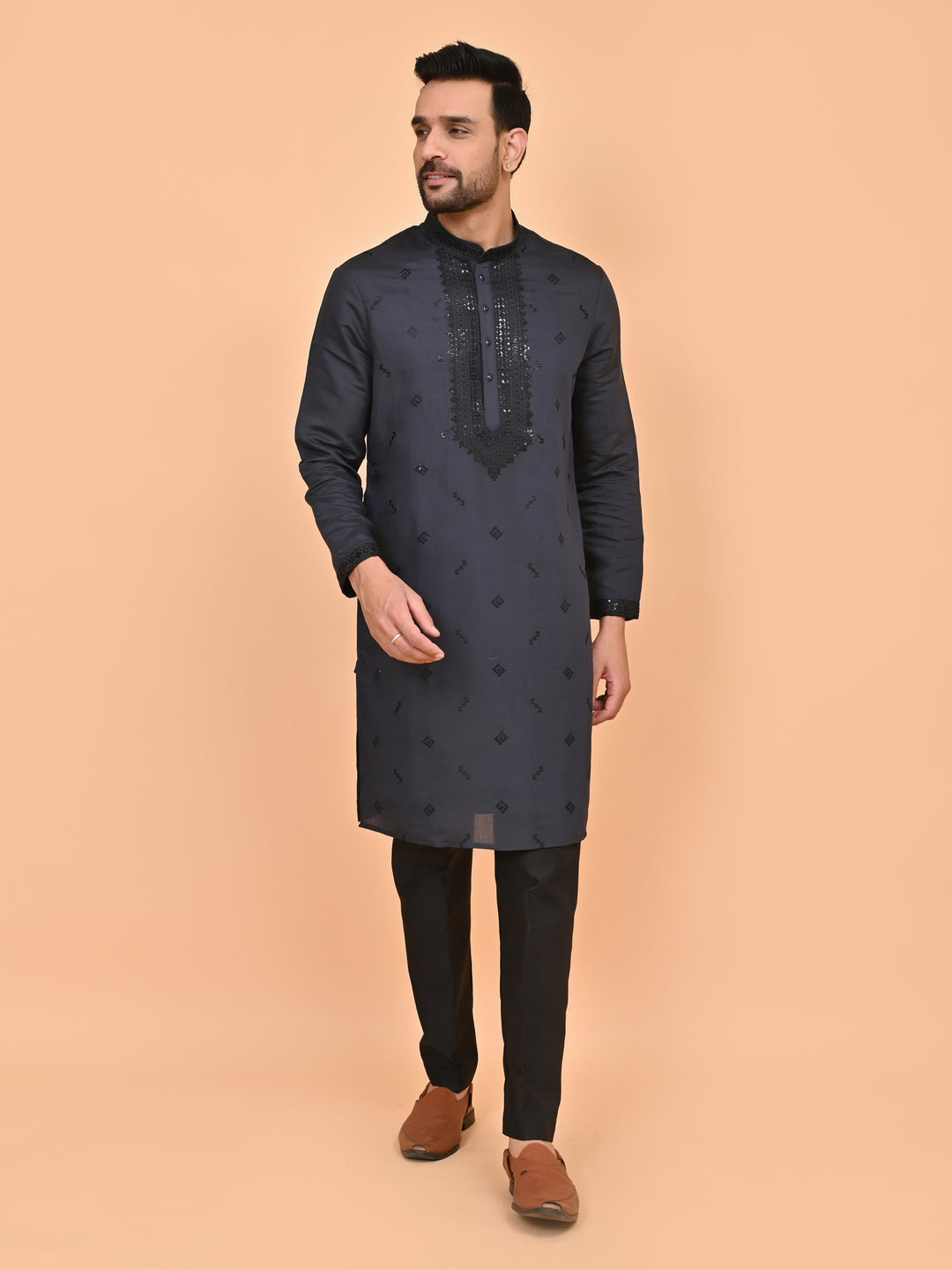 Sequence Navy Blue Kurta Set - KM40502-36